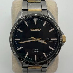 Seiko SNE485 Men's 42mm Two-Tone S/Steel Black Dial Solar Powered Watch